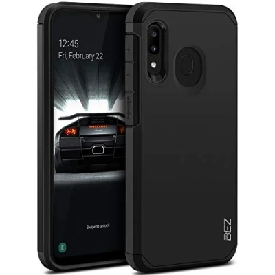 Abbildung von BEZ Handyhülle für Samsung A20e Hülle, Tasche Stoßfestes Kompatibel Galaxy A20e, [Heavy Duty Serie] Outdoor Dual Layer Armor Case Handy Schutzhülle Robuste, Schwarz