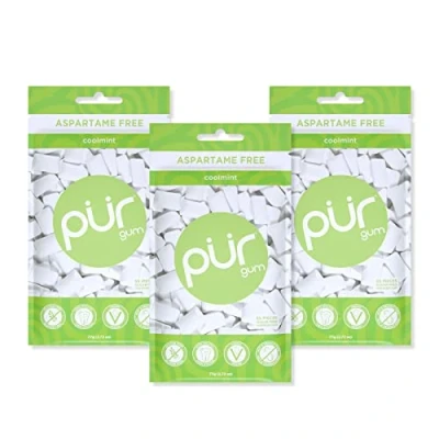 Abbildung von Pur Gum Zuckerfreier Kaugummi 100% Xylit Vegan, Aspartamfrei, Glutenfrei &amp; Diabetikerfreundlich Natürlicher Mit Coolmint Geschmack, 55 Stück (3er Pack)