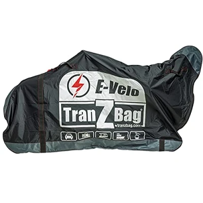 Abbildung von TranZbag E Velo Fahrrad Transporttasche, Bike Transportschutz für 26&quot; bis 29+&quot; Laufräder (faltbar, minimales Packmaß, Schultertragegurt, universell einsetzbar, Doppel Reißverschluss), Schwarz