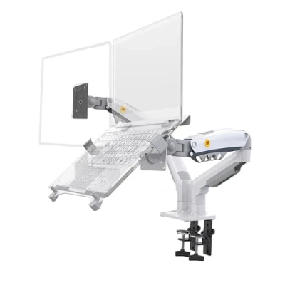 Abbildung von NB North Bayou Laptop Stand Monitorarm 2 in 1, for 10 17 Inch Notebook &amp; 27 Computer Screen, VESA 75/100 mm F160 FP White