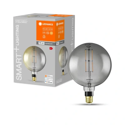 Abbildung von LEDVANCE Smarte LED Lampe mit Wifi Technologie, Sockel E27, Dimmbar, Warmweiß (2500K), Große Globeform, Klares Filament im Rauchglas, Ersatz für herkömmliche 37W, steuerbar Alexa, Google &amp; App