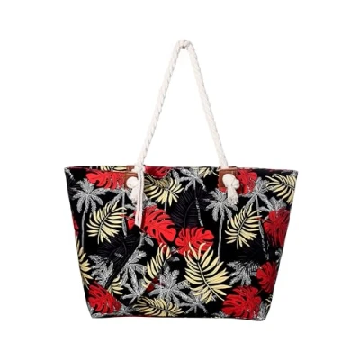 Abbildung von DonDon Strandtasche mit Reißverschluss, Große XXL, Shopper Tasche Damen Praktische Beach bag Umhängetasche Badetasche für Strand und Meer Südsee Traum