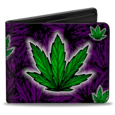 Abbildung von Buckle Down Herren Bifold Wallet Weed Reisezubehr Bi Fold Brieftasche, Mehrfarbig, 4.0&quot; x 3.5&quot;