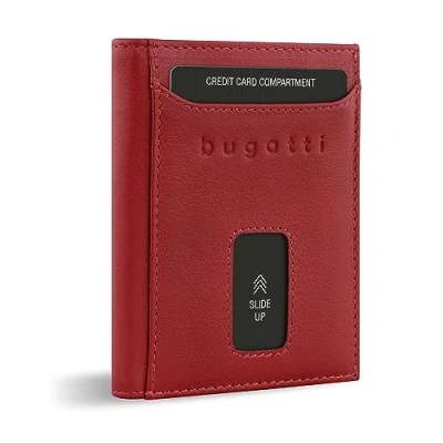 Abbildung von bugatti Secure SLIM Kreditkarten RFID Schutz 8 CM Geldbörse, Größe: One Size, Rot