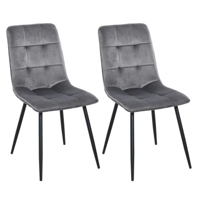 Abbildung von 2er Set Esszimmerstuhl Küchenstuhl Esstisch Schaumstoff Metall Grau+Schwarz 45 x 63 90 cm