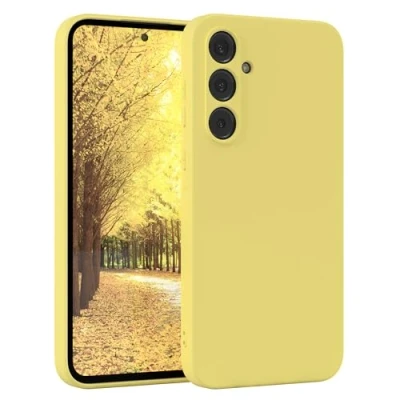 Abbildung von EAZY Case Silikonhülle für Samsung Galaxy A35 Hülle Silikon Gelb weich stoßfeste Handyhülle Schutzhülle mit Kameraschutz Dünn Premium Schutz Cover TPU Phone Bumper in Pastellgelb