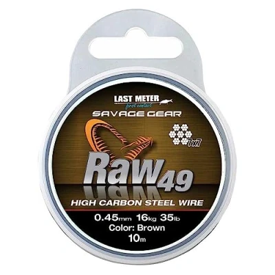 Abbildung von Savage Gear Raw 49 Steel Wire (10m) Raubfisch Vorfachmaterial