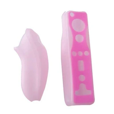 Abbildung von OSTENT Weiche Siliziumabdeckung Hülle Hautbeutel für Nintendo Wii Remote Nunchuk Controller Farbe Pink