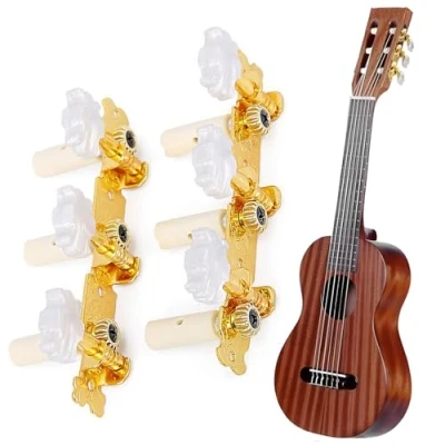 Abbildung von Jiavlyx 2 Stück Gitarren Stimmwirbel, 3L+3R Stimmwirbel Für Klassische Gitarre, Mechaniken, Ersatzteile Akustikgitarren, (Wolkenstil)
