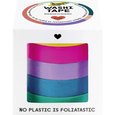Abbildung von folia Deko Klebeband 10 mm x m gelb, pink, lila blau, grün;