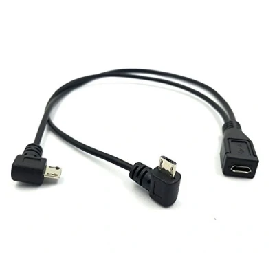 Abbildung von Duttek Micro USB Splitter Kabel 25 cm/9.8Inch, Buchse zu Double 2 Stecker rechts Winkel 90 Grad Konverter High Speed Ladekabel