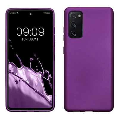Abbildung von kwmobile Case kompatibel mit Samsung Galaxy S20 FE Hülle Schutzhülle aus Silikon metallisch schimmernd Handyhülle Metallic Violett
