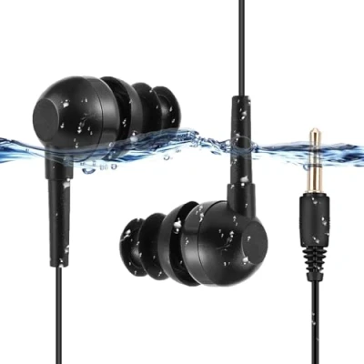 Abbildung von AGPTEK IPX8 wasserdichte Kopfhörer Sportkopfhörer Im Ohr Headset Schwimmen Ohrhörer für iPhone 7, 7 Plus, 6, 6S, SE, Samsung Galaxy S8, S7, Edge S6, E11, Schwarz