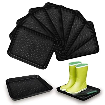 Abbildung von 8 Stück Schuhabtropfschale,Schuhablage,Schuhwanne aus Kunststoff,Abtropfschale für Schuhe,Schuhtablett mit Erhöhtem Rand,Schuhmatte Ablage,Schuhmatte Abtropfmatte Flur Schrank Garten(35*27*3cm)