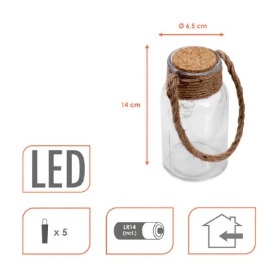 Abbildung von Spetebo LED Dekolicht Korkengläser mit Seil zum aufhängen im 4er Set, Ein /Ausschalter, LED, warm weiß, beleuchtete Gläser