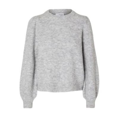 Abbildung von Selected Femme Slflulu Oneck NOOS Strickpullover, Damen, Größe: 34, Light grey melange