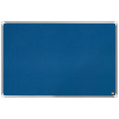 Abbildung von Nobo Filz Notiztafel, 60 x 90 cm, Aluminiumrahmen, Traditionelle Eckmontage, Premium Plus, Blau, 1915188