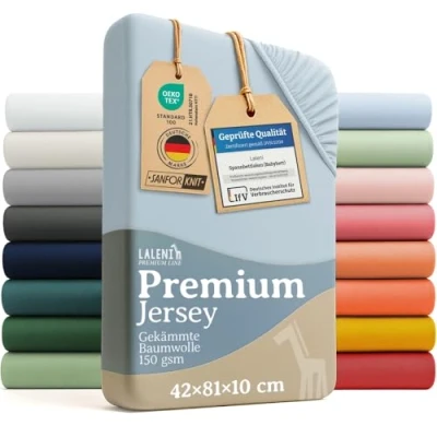 Abbildung von Laleni Premium Spannbettlaken 42x81 cm Baby Original Oeko TEX zertifiziertes Beistellbett Stubenwagen Bezug 100% Baumwolle Bettwäsche in Hellblau