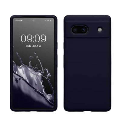 Abbildung von kwmobile Hülle kompatibel mit Google Pixel 7a Silikon Handy Case Handyhülle weiche Oberfläche kabelloses Laden Deep Ocean