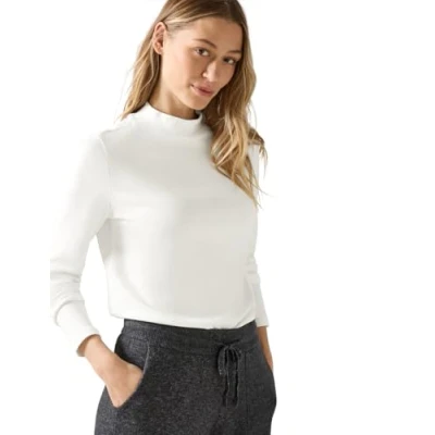 Abbildung von Cecil Stehkragen Langarmshirt, Damen, Größe: XXL, Weiß