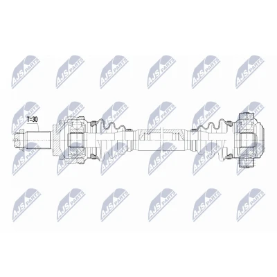 Abbildung von NTY NPW BM 037 Antriebswelle Hinterachse rechts Automatikgetriebe BMW: X1