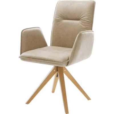 Abbildung von Drehstuhl Vinja Flex Beige Vintage Holzgestell kantig 180 drehbar