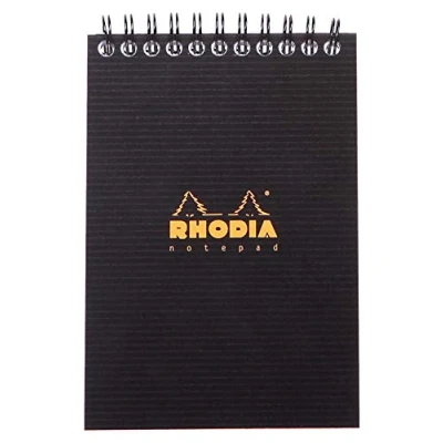 Abbildung von Rhodia 13920C Notepad Block (kariert, mit Spiralbindung, DIN A6, 10,5 x 14,8 cm, 90 g, 80 Blatt) 1 Stück schwarz