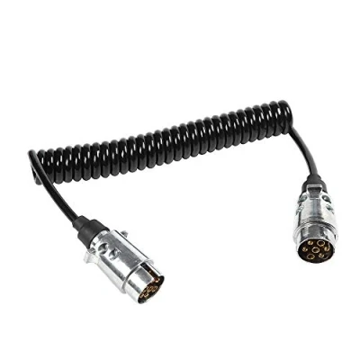 Abbildung von ETUKER Anhänger Verlängerungskabel 7 Polig, Anhängerkabel Polig Aluminiumlegierung Stecker Steckdose,12V Spiralkabel Adapter 2 Meter, Für Anhänger/LKW/RV/Cars