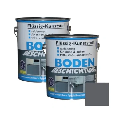 Abbildung von Dynamic24 10 Liter Flüssig Kunststoff Bodenbeschichtung 2x5L 100m² Betonfarbe Beton Beschichtung Boden Estrich Farbe Halle Estrichfarbe Bodenfarbe Innen Außen Keller Terrasse Kellerboden