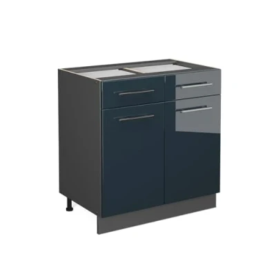 Abbildung von Vicco Küchenunterschrank Fame Line, Dunkelblau Hochglanz/Anthrazit, 80 cm ohne Arbeitsplatte