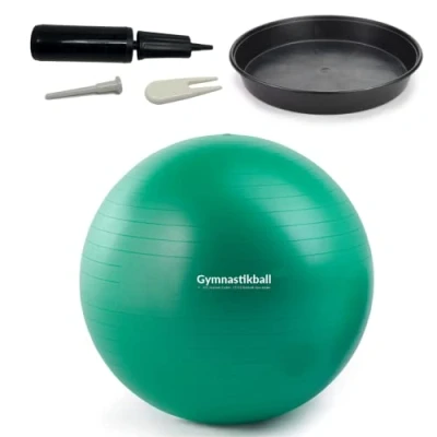 Abbildung von ATC Handels GmbH Gymnastikball Set Ø 45, 55, 65 &amp; 75cm inkl. Stopperschale, Ballpumpe, Ventilöffner und Maßband Fitness, Therapie als Sitzball fürs Büro, 55cm, grün