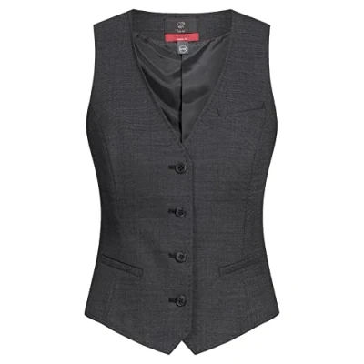 Abbildung von GREIFF Damen Weste RF Modern 37.5 Regular Fit, 4 Knopf, 2 Leistentaschen, 1 Brustleistentasche, AMF Handstich, Kurze Seitenschlitze, Stoffrücken, Farbe: Pinpoint Schwarz, Größe: 38
