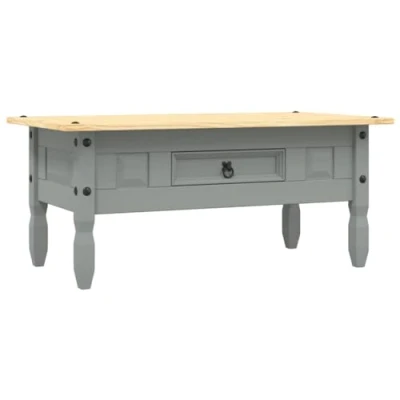 Abbildung von vidaXL Kiefer Couchtisch Mexiko Stil Corona Beistelltisch Wohnzimmertisch Sofatisch Kaffeetisch Holztisch Teetisch Grau 100x55x44cm