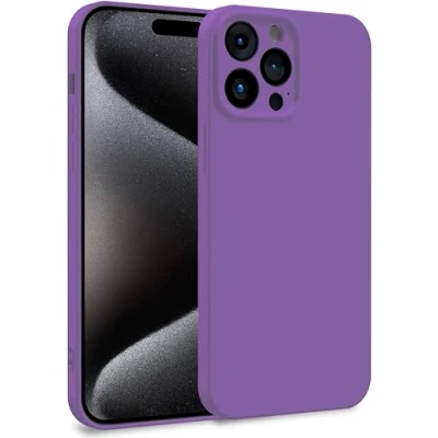 Abbildung von MyGadget Hülle für iPhone 15 Pro Max Zweilagige Handyhülle mit Kameraschutz Cover Innenfutter &amp; Silikon außen Lila