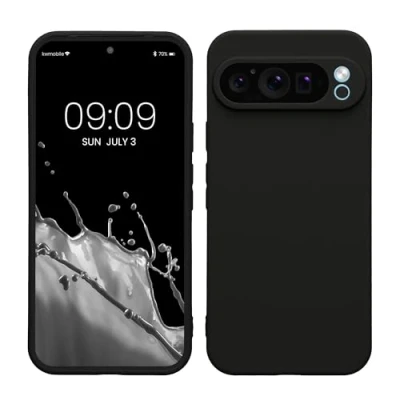 Abbildung von kwmobile Handyhülle kompatibel mit Google Pixel 9 Pro XL Hülle Handy Case aus weichem Silikon in Schwarz matt