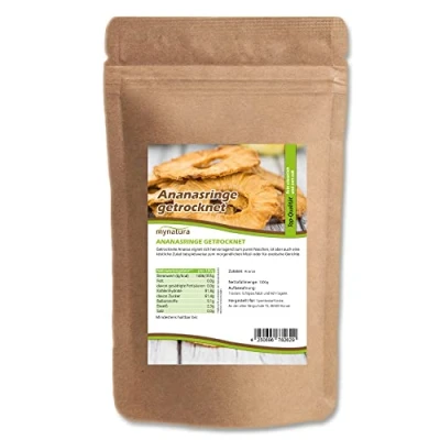 Abbildung von Mynatura Ananasringe getrocknet I Ohne Zusätze Naturbelassen Ananas Backen Kochen Snack Müsli Vegan Beutel (2x 1000g)