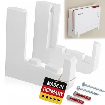 Abbildung von Wandhalterung für AVM Fritz!Box 5690 Pro Robuste Halterung aus Kunststoff Fritzbox Fiber Router, weiße Made in Germany