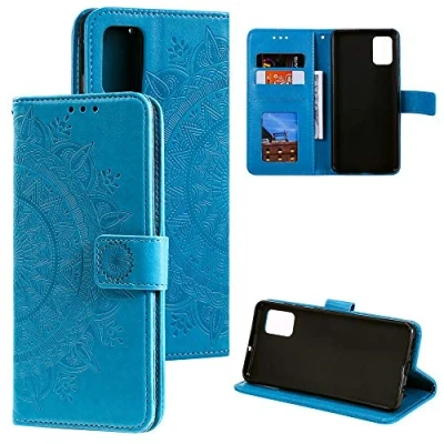 Abbildung von CoverKingz Handy Cover kompatibel mit Samsung Galaxy Note20 Handyschutz Kartenfach Klapphülle Bookcase Hülle aufklappbar Motiv Mandala Blau