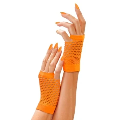 Abbildung von Widmann S.r.l. Kostüm Fingerlose Netz Handschuhe Kurz, Neon Orange