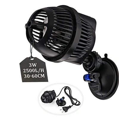 Abbildung von EXLECO Aquarium Strömungspumpe Wavemaker 2500L/H 3Watt Umwälzpumpe Wellenpumpe JVP 100A WAVE MAKER 360 Schwenkbar für Max.60cm Süß und Salzwasseraquarien mit Saugnapf