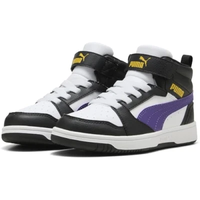 Abbildung von Puma Rebound V6 MID AC Unisex Sneaker high für Kinder, Größe: 28, White/team violet/black Schuhe