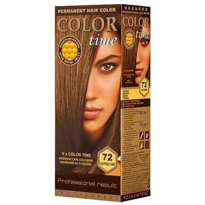 Abbildung von COLOR TIME Permanente Haarfarbe 72 Cappuccino Angereichert mit Gelée Royale und Vitamin C Haarfärbung 100% Grauabdeckung 100 ml