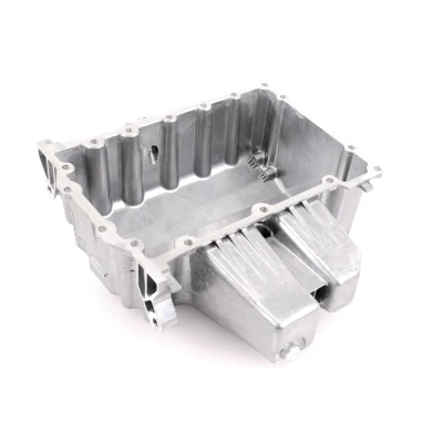 Abbildung von VAICO V10 1902 Ölwanne mit Ölablassschraube Dichtring, ohne Ölwannendichtung Aluminium Original Qualität SKODA: Fabia 2 Schrägheck