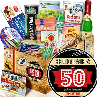 Abbildung von Oldtimer 50 Geschenke Frau 50igster Geburtstag Spezialitäten Box Ostpaket