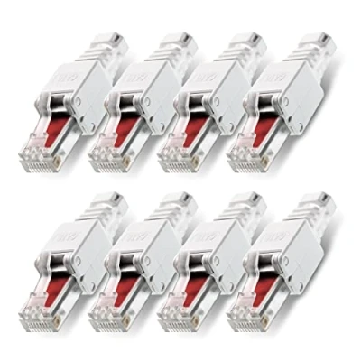Abbildung von 8 Stück Netzwerkstecker werkzeuglos RJ45 CAT6 LAN UTP Kabel Stecker ohne Werkzeug werkzeugfrei CAT5 CAT7 Verlegekabel Patchkabel Netzwerkkabel Toolless Modular Plug Connector Crimpstecker
