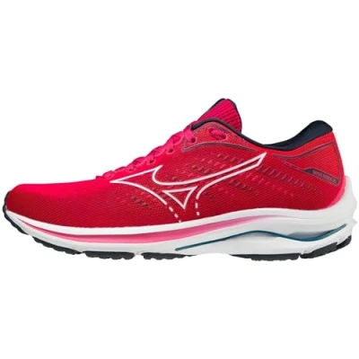 Abbildung von Mizuno Damen Wave Rider 25 (W) Laufschuhe, Pink/Pfau/Weiß/Morockanisches Blau, 38.5 EU