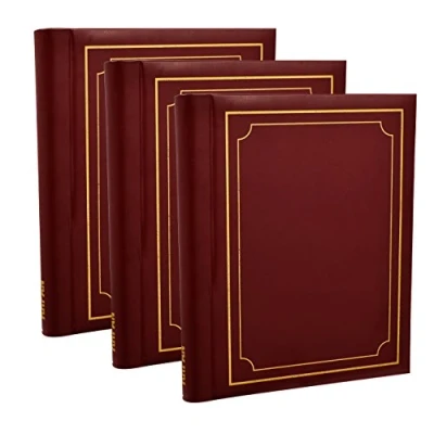 Abbildung von Arpan Fotoalbum, selbstklebend, groß, 60 Blatt, 120 Seiten, Burgunderrot, 3 Stück