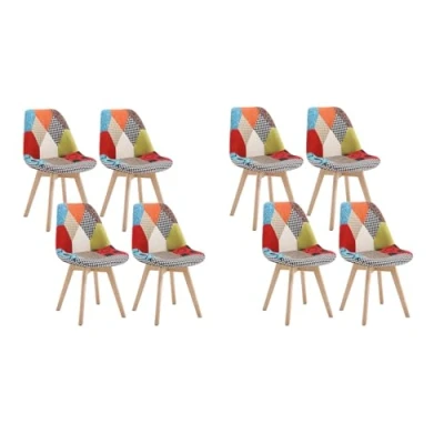 Abbildung von WOLTU 8 x Esszimmerstühle 8er Set Esszimmerstuhl Design Stuhl Küchenstuhl Holz Leinen Mehrfarbig BH29mf