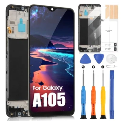 Abbildung von LCD Bildschirm für Samsung Galaxy A10 2019 A105 A105F Display Touch Digitizer Glass Ersatzbildschirm Assembly (Schwarz mit Rahmen)
