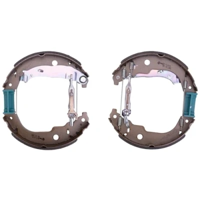 Abbildung von HELLA Shoe Kit Pro 8DB 355 022 951 Bremsensatz, Trommelbremse mit Radbremszylinder, Stellelement PEUGEOT: 207 Schrägheck, SW, 208 I Schrägheck